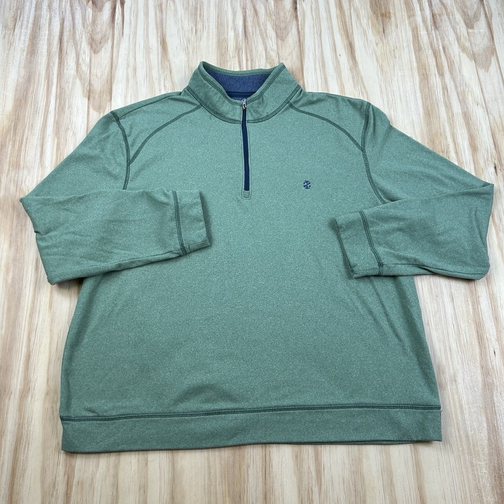 IZOD Saltwater Men's 2XL Green 1/4 Zip Pullover Sweatshirt Casual Top